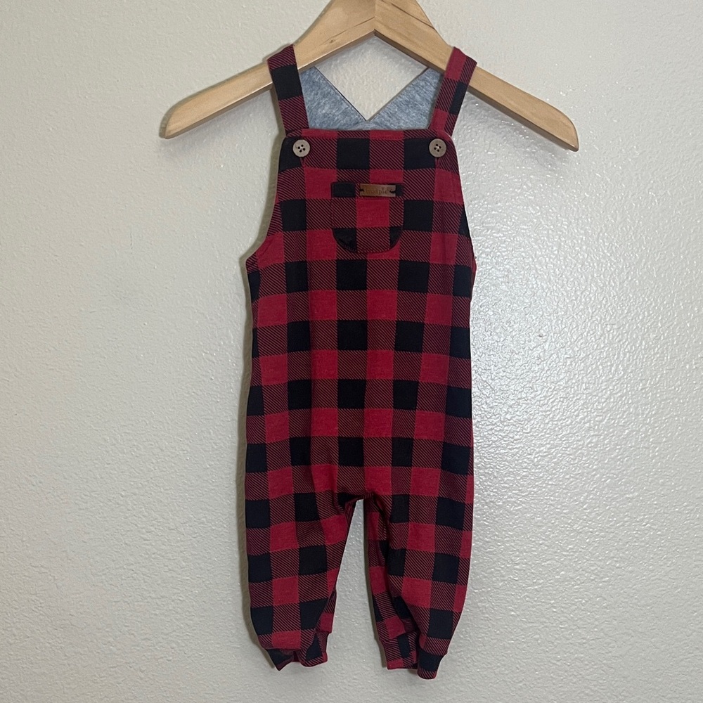 Mud Pie Plaid Red Black Overalls